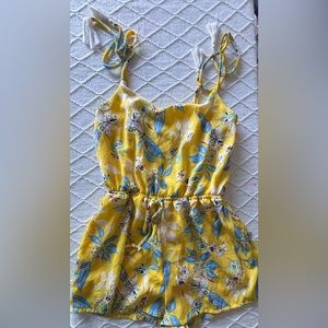 As U Wish yellow floral romper with straps